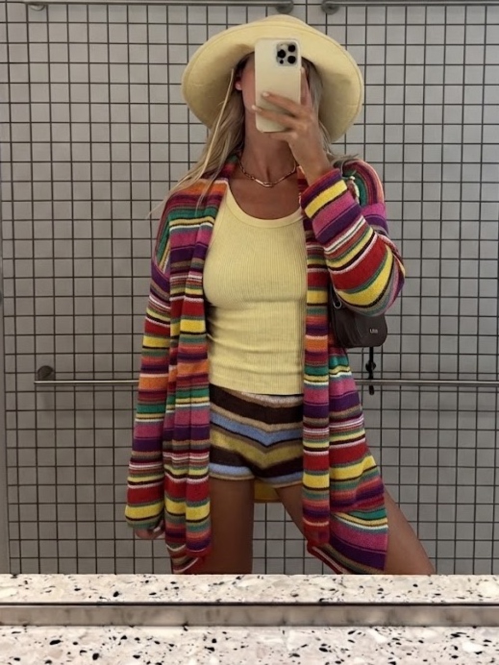 Lauren Ralph Lauren Rainbow Multi Stripe Open Front Cardigan Sweater L/XL